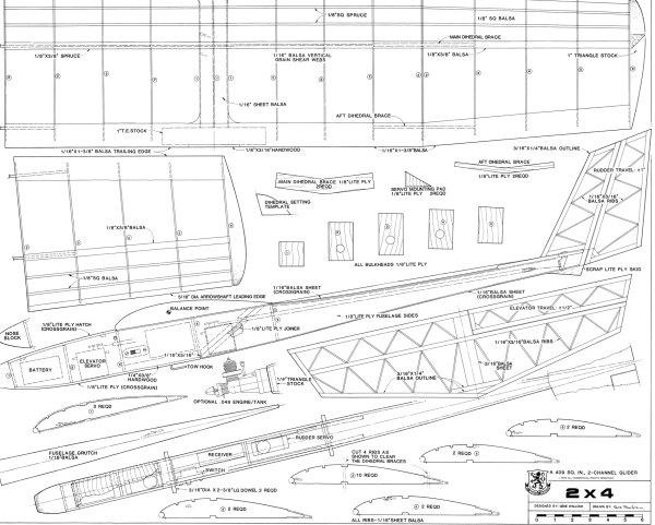 2 x 4, Bauplan, Holzbaukasten Segelflugzeug